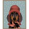 Dachshund With Woolly Hat and Scarf by Fab Funky 23-in. W x 28-in. H. Canvas Wall Art Print Framed